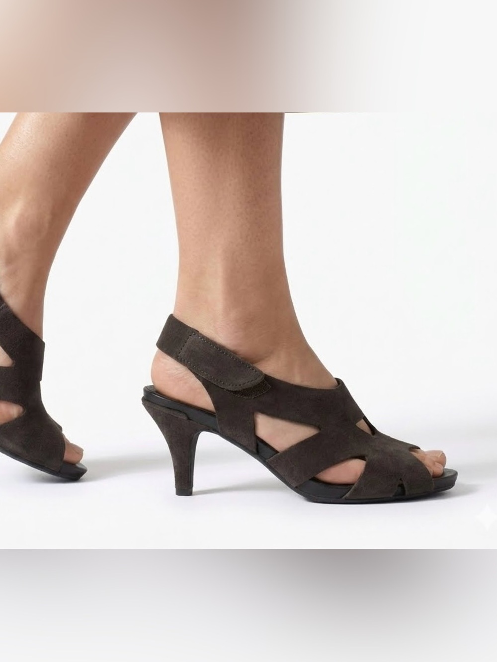 $450 Pedro Garcia Maica Brown Suede Cutout Slingback Sandals Heels Sz 36.5 6.5